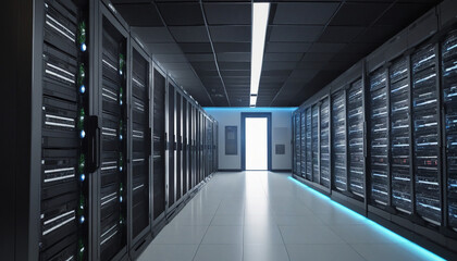 Cloud computing and Data center concept. Software as a Service. Communication network.