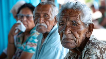 Close-knit Community: Elderly Group Seated Together