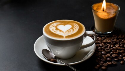 Coffee Latte with a Heart Pattern.