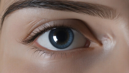 Obraz premium beautiful female blue eye in excitement - close up
