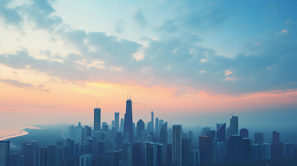 Fototapeta premium Smoggy metropolis at sunset.