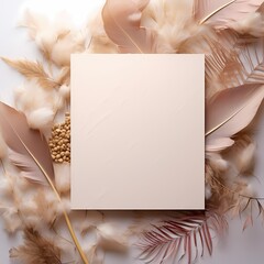 blank sweet card mockup with flower and botanical background