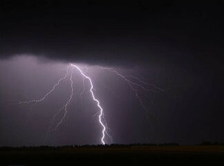 Naklejka na ściany i meble Thunder and dark clouds. Electric Storm over the Field.