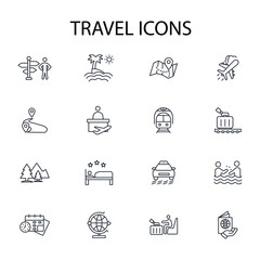 Travel icon set.vector.Editable stroke.linear style sign for use web design,logo.Symbol illustration.