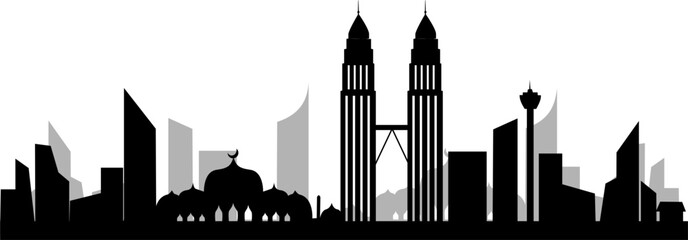 Kuala Lumpur city skyline silhouette  - obrazy, fototapety, plakaty