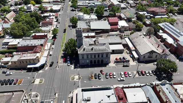 aerial view of Castlemaine town centre,  Victoria Australia