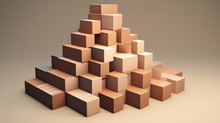Stack of brown cardboard boxes., Packages of goods in delivery service warehouse. Blank background.