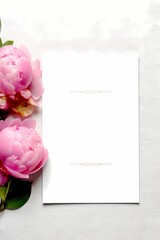 sweet invitation card mockup with pink flower decoration