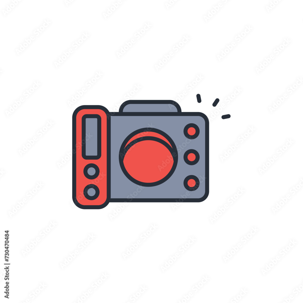 Poster camera icon. vector.editable stroke.linear style sign for use web design,logo.symbol illustration.