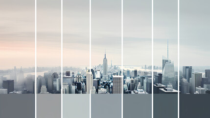 Monochrome Metropolis: a view of misty skyscrapers.