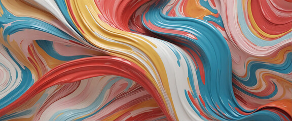 3d render. Abstract background, volumetric paint smear, curly multicolored brushstroke. Artistic wallpaper. Folded ribbon