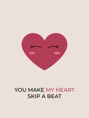 Red vector heart valentine's day greeting card love quote design romantic and cute