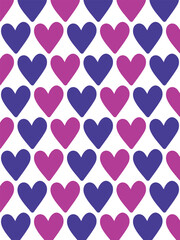 Purple and pink heart hand drawn vector pattern background romantic valentine's day