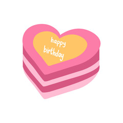 Pink heart birthday cake