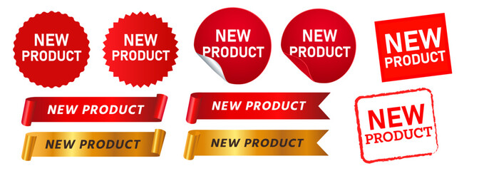 new product stamp ribbon and circle label sticker promotion product business marketing sale