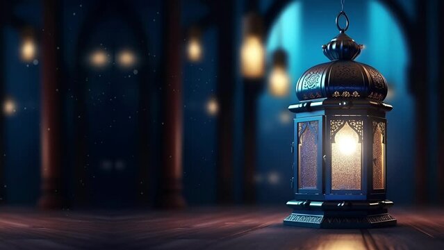 Arabic lantern lamp with mosque decoration background. Perfect for Islamic holiday backgrounds, Animations