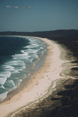 beach and sea, blue and yellow, retro vibes