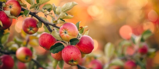 Autumn apple orchard harvest, a branch of fruit.