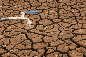 faucet, dry river landscape, climate change crisis, drought, drought