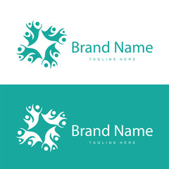 Teamwork logo vector template cooperation success care people simple symbol icon design