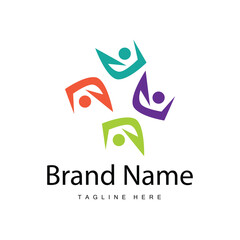 Teamwork logo vector template cooperation success care people simple symbol icon design
