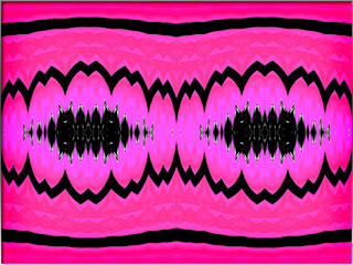 Abstract, Horizontal Shades of Pink, with Intricate Black Patterns, within a Border