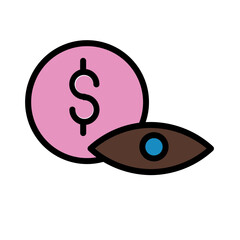 Pay View Eye Filled Outline Icon