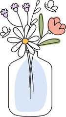 Vase With Flowers Outline