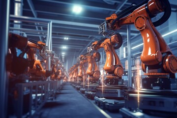 Automated Robotic Arms in a High-Tech Factory Setting