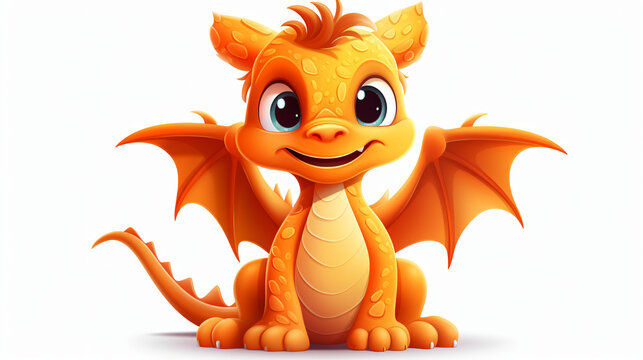 Cartoon cute orange dragon