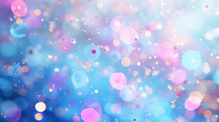 Obraz na płótnie Canvas Soft blue pastel background complementing the bokeh-effect confetti, generative ai