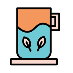 Tea Cup Leaf Filled Outline Icon