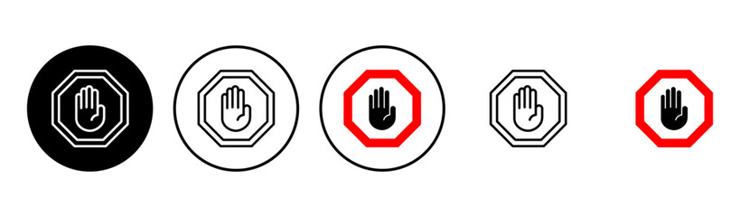 Stop icon set. stop road sign. hand stop icon vector - obrazy, fototapety, plakaty