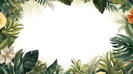 Fototapeta na wymiar tropical foliage design frame background for nature style