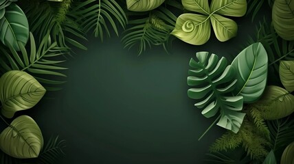 Obraz premium tropical foliage design frame background for nature style