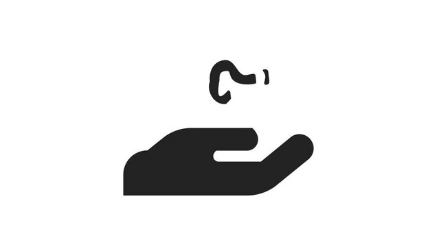 hand question mark icon animated on a white background.