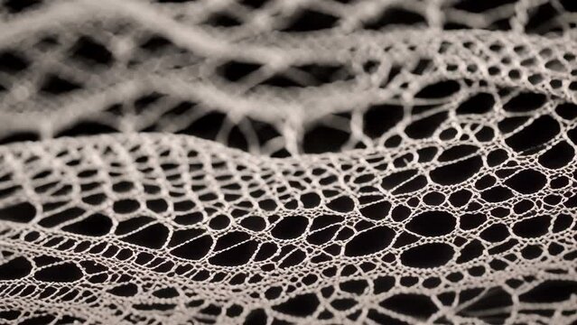 Close-up of a White Lace on a Black Background