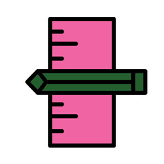 Idea Pen Ruler Filled Outline Icon