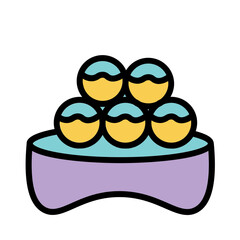 Takoyaki Sushi Food Filled Outline Icon