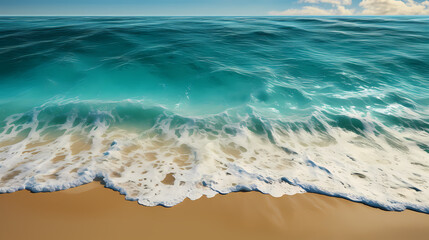 Aerial view of beautiful beach, simple, calm composition in clear blue