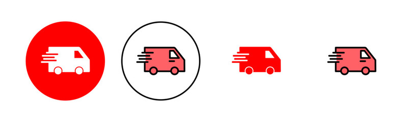 Delivery truck icon set illustration. Delivery truck sign and symbol. Shipping fast delivery icon