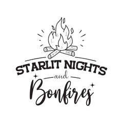 Obraz premium Starlit Nights and Bonfires. Vector Design on White Background