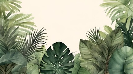 nature background foliage with watercolor style