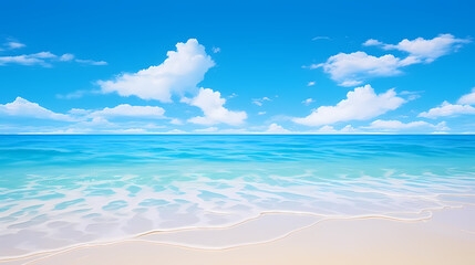 Obraz premium Aerial view of beautiful beach, simple, calm composition in clear blue