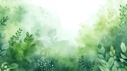 Fototapeta na wymiar nature background foliage with watercolor style