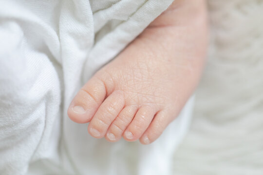 close up cropped image of a newborn baby foot