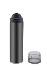 black metal cosmetic bottle, deodorant bottle, foam or shaving gel