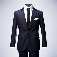 A Black Suit on White Background