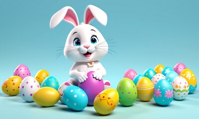 easter background, cute bunny, easter eggs, happy easter, easter wallpaper