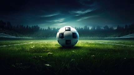 Naklejka premium Soccer ball on the green field